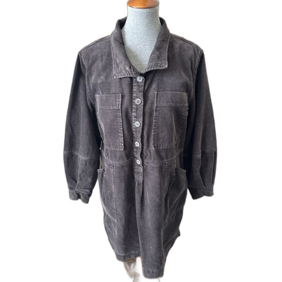 Wrap London Women's Size 10 Charcoal Gray High Neck Corduroy Dress - Picture 2 of 8